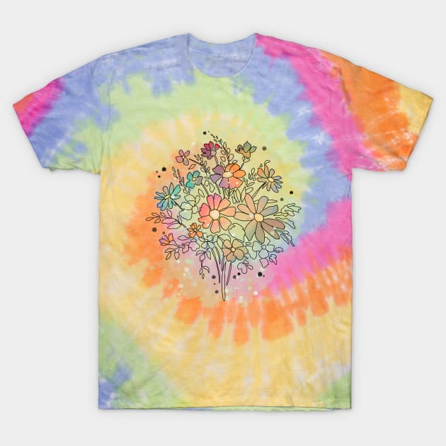 Sketchy Watercolor & Ink Wildflowers T-Shirt by Simply Robin Creations